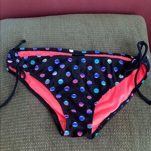 Tahiti Black Polka Dot Bikini Bottom. NWOT